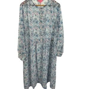 Simply Southern Collection Women's Size L Floral Print Button Front Midi Dress